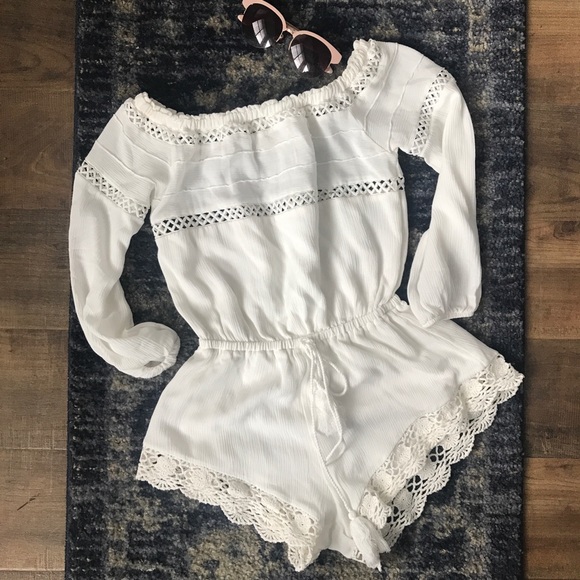 White Crochet Romper / Cover-up - Picture 2 of 3